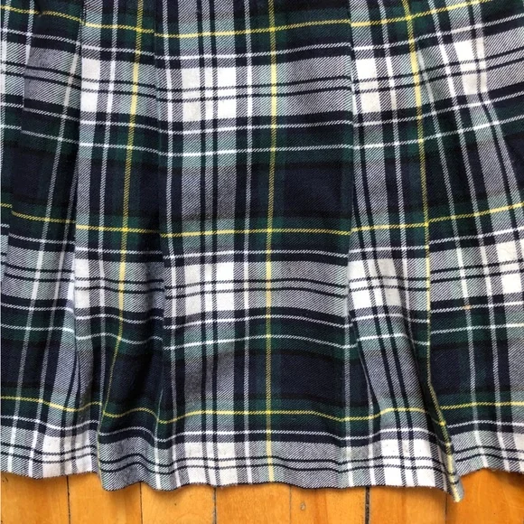 90s Y2K Pleated Green Blue Plaid Mini Kilt Skirt Punk Grunge - Picture 10 of 10